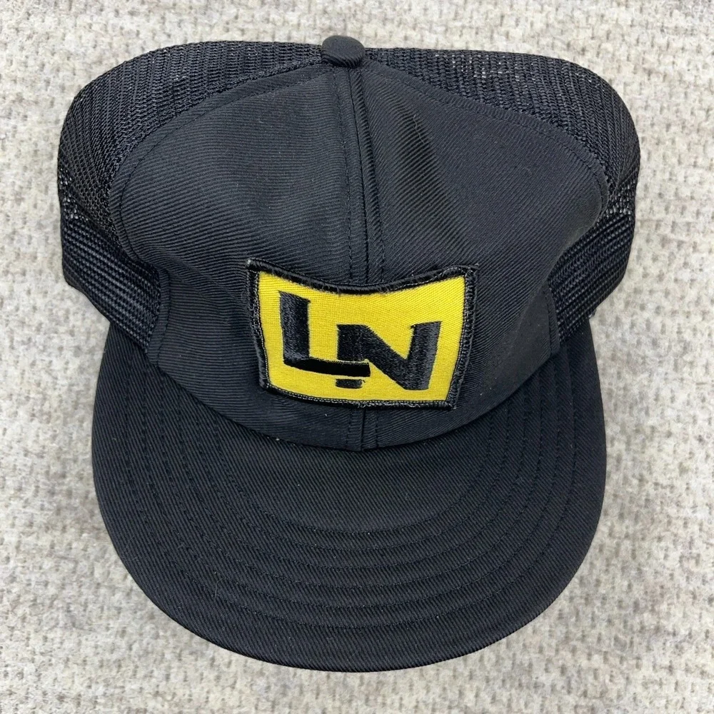 Vintage L&N Railroad Trucker Hat Cap Made In USA Railway Black‎ 80s Patch Trains